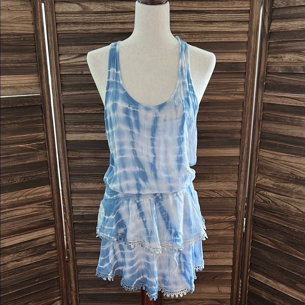 Blue Tie-Dye Sleeveless Cover-Up